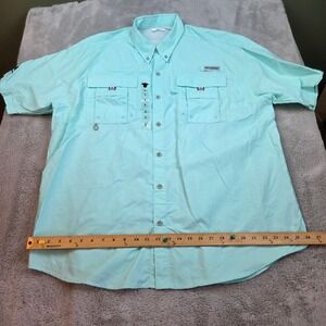 Columbia Fishing Shirt Mens XL PFG Short Sleeve Omni-Shade Mint Green Tee